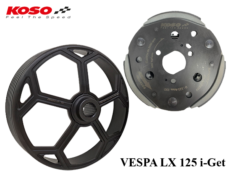Chuông và cụm ba càng nồi sau Koso cho Vespa LX 125 i-Get