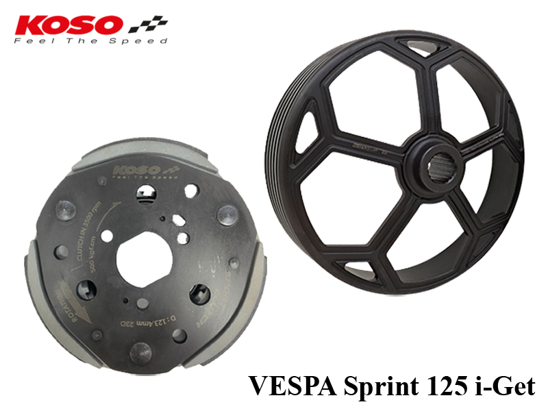 Chuông và cụm ba càng nồi sau Koso cho Vespa Sprint 125 i-Get